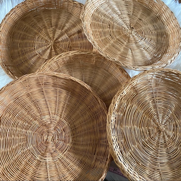 Set of 5 wicker rattan boho basket wall baskets